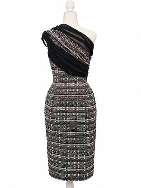 Matthew Williamson Tokyo Weave Asymmetric Dress UK 10 US 6 $1650 SS12